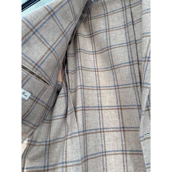 Luigi Bianchi Mantova Sartoria Mens Wool Cashmere Silk Plaid Blazer Jacket 50 - Picture 7 of 10